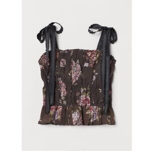 Brock Collection x H&M Brown Floral Tank